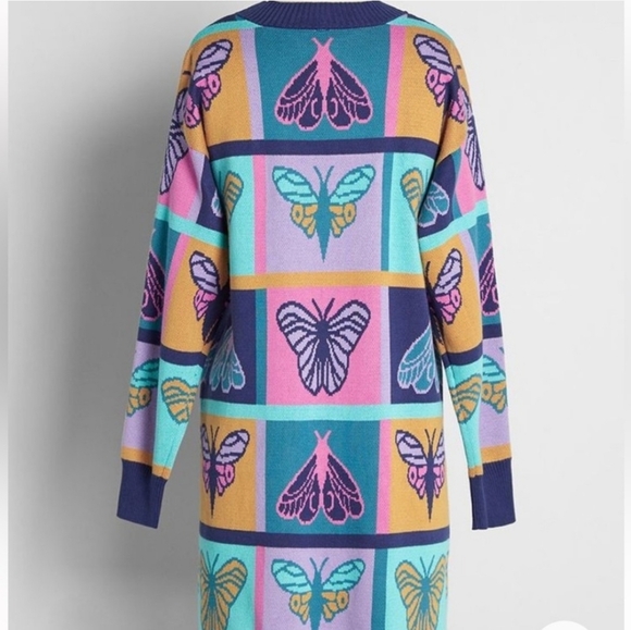 Modcloth Sweaters - 🦋 Long Open Front Intarsia Moth/Butterfly Sweater
